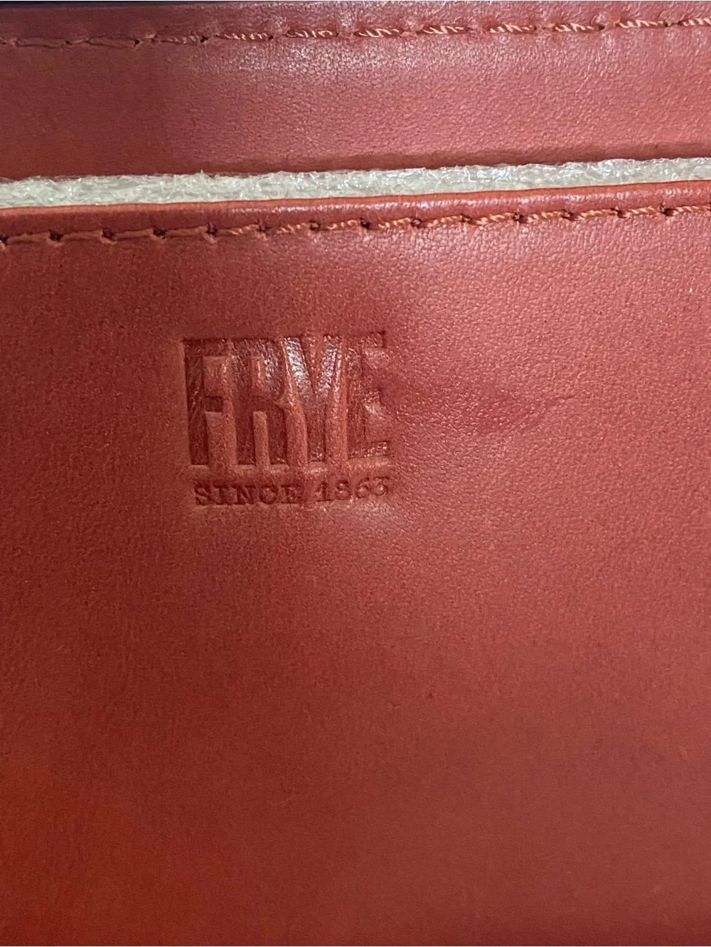 Women’s Frye Logo Melissa Brown Leather Accordion Zip Phone Wallet Wristlet NWT